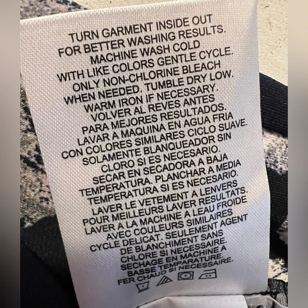 Ellen Tracy flare pants black w/ white flowers wrinkle resistant tie waist S - Picture 5 of 11